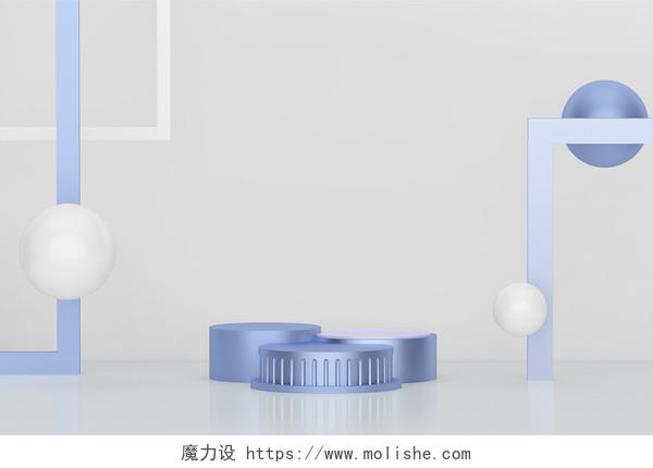 白色简约3D立体质感舞台展示通用立体背景